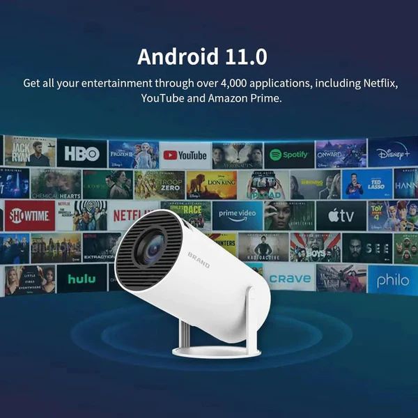 Android Smart Projector with 4K Display for Camping & Home