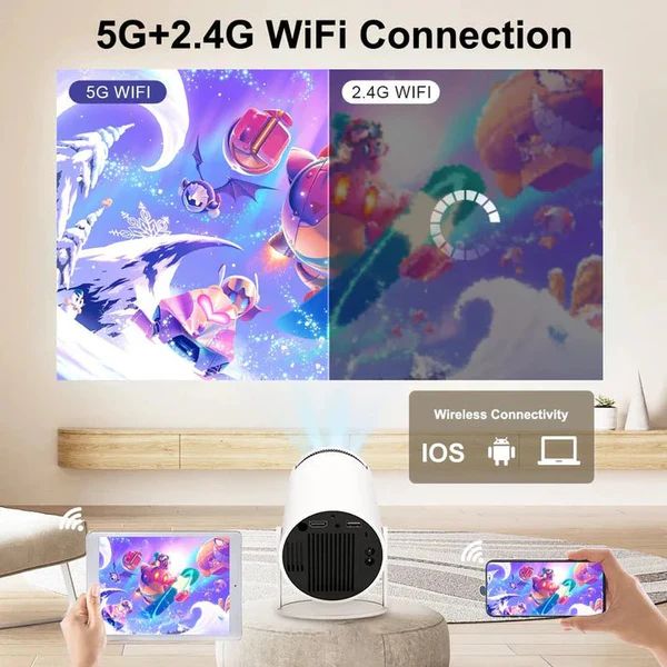 Android Smart Projector with 4K Display for Camping & Home